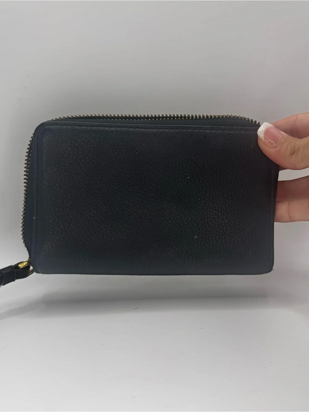 Marc by Marc Jacobs Black Leather Zip-Around Wallet with Gold Plaque